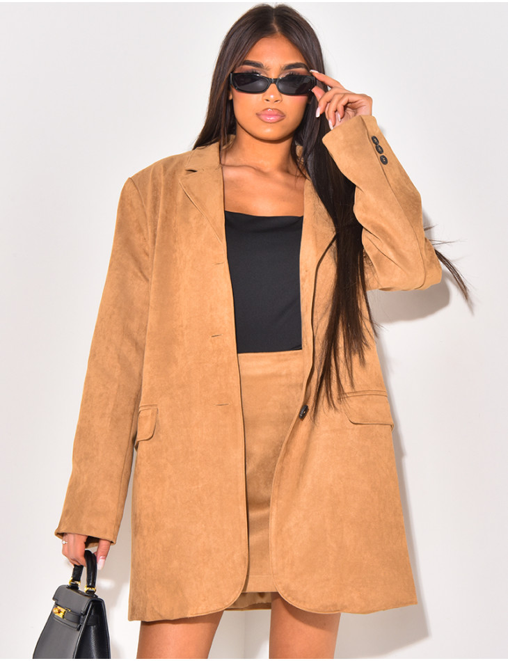 Long blazer in thick suede