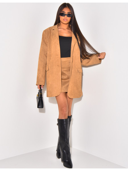 Long blazer in thick suede