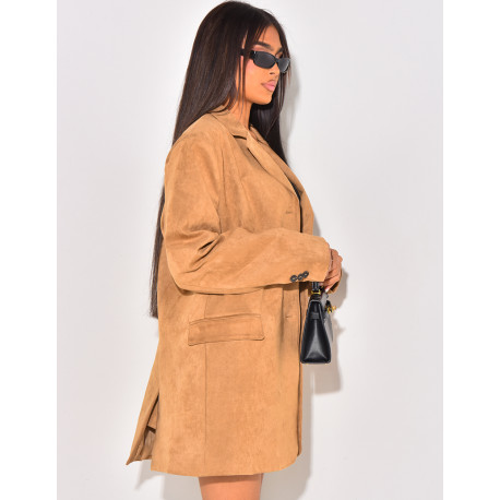 Long blazer in thick suede