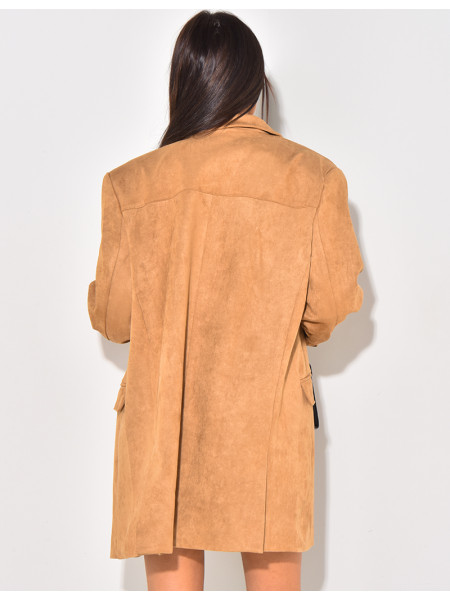 Long blazer in thick suede