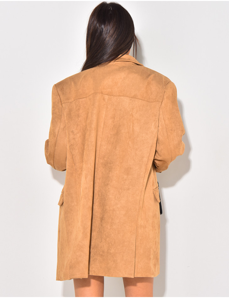 Long blazer in thick suede