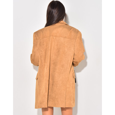 Long blazer in thick suede