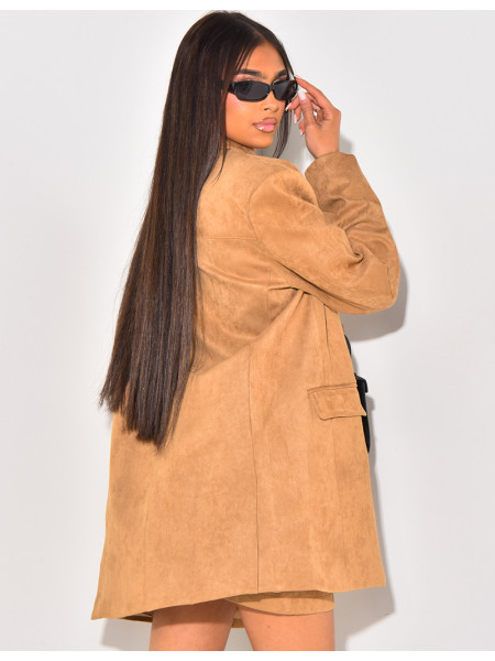 Long blazer in thick suede
