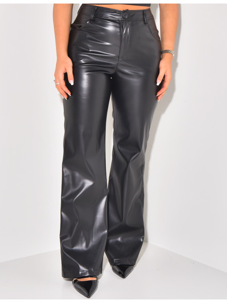 Pantalon en simili coupe large