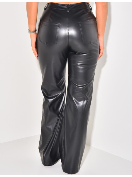 Pantalon en simili coupe large