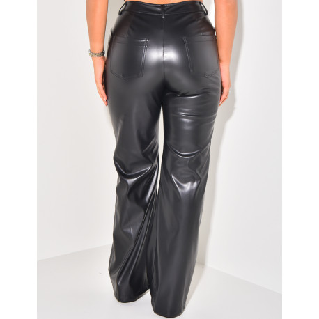 Faux leather wide leg pants