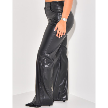 Pantalon en simili coupe large