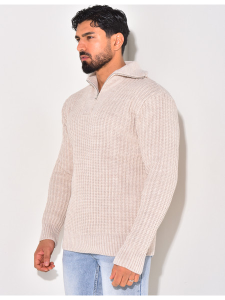 Pull en laine à col zip