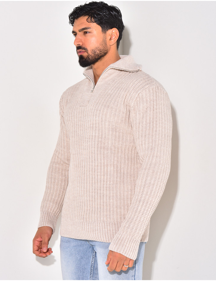 Pull en laine à col zip