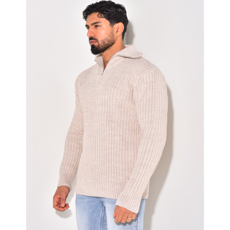 Pull en laine à col zip