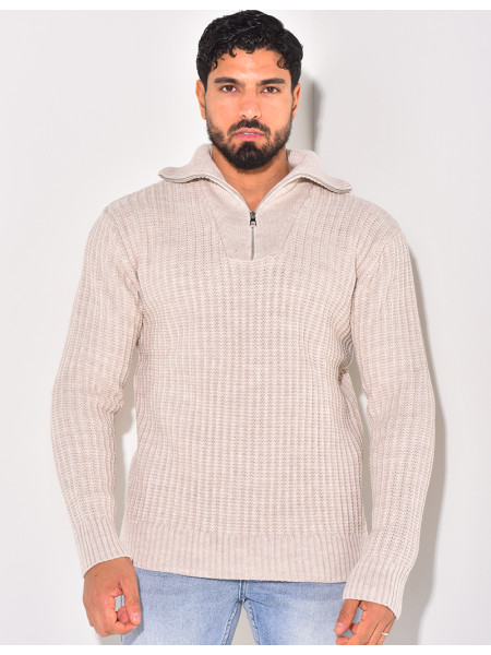 Pull en laine à col zip