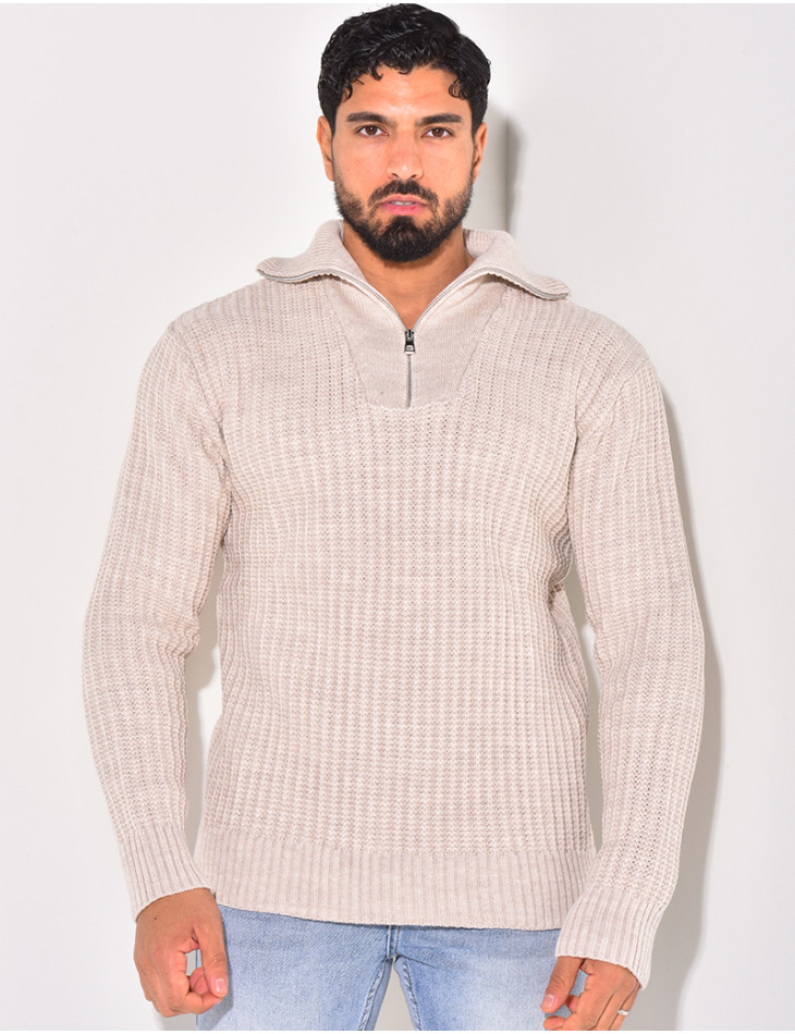 Pull en laine à col zip