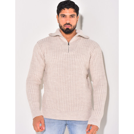 Pull en laine à col zip