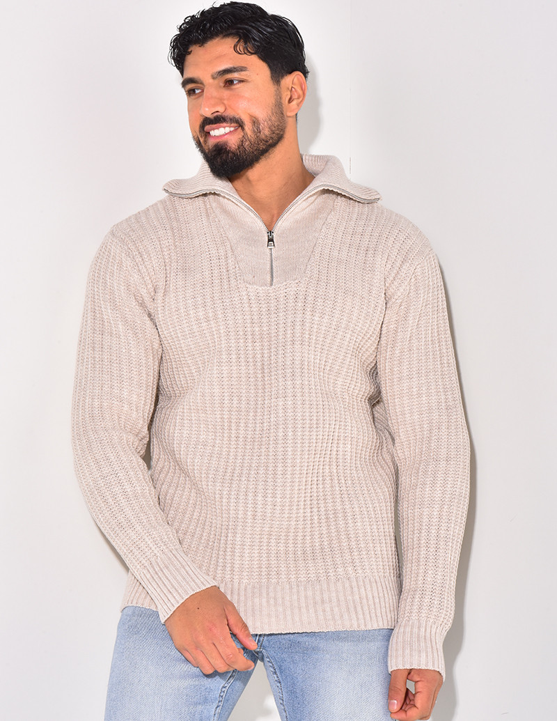 Pull en laine à col zip
