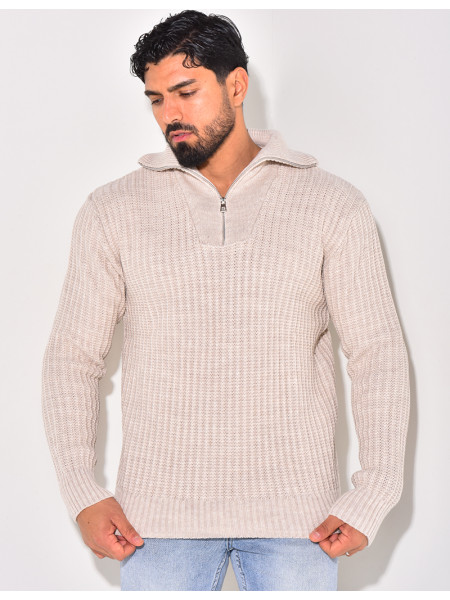 Pull en laine à col zip