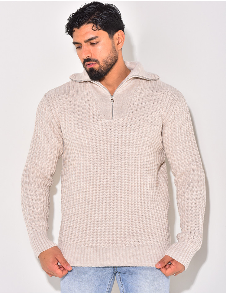 Pull en laine à col zip