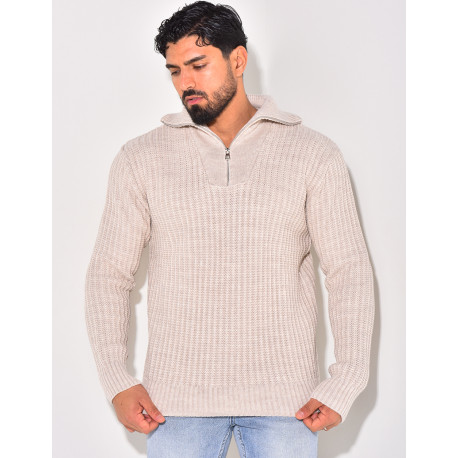 Pull en laine à col zip