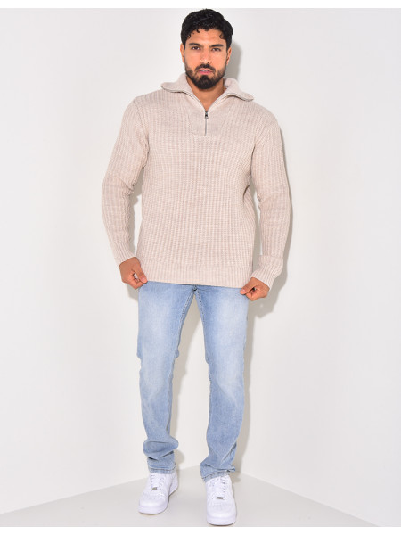 Pull en laine à col zip