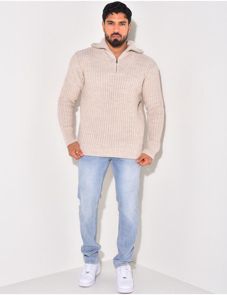 Pull en laine à col zip