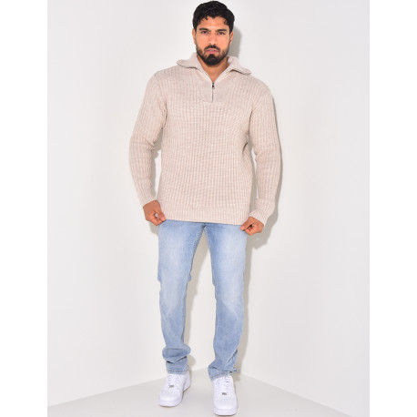 Pull en laine à col zip