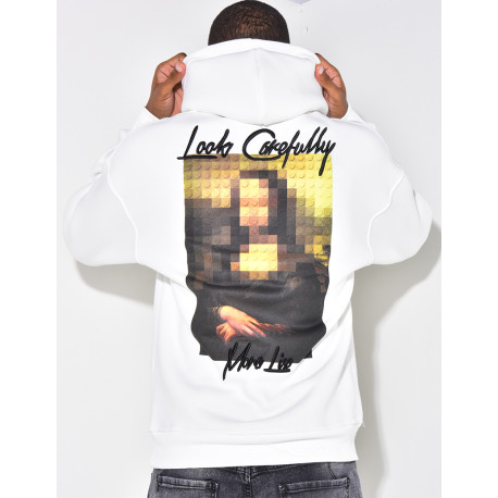 Sweat à capuche avec dessin dans le dos