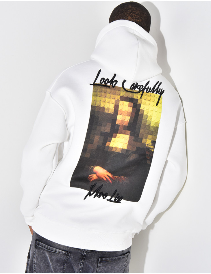 Sweat à capuche avec dessin dans le dos