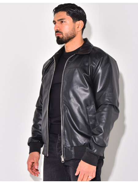 Veste en similicuir uni