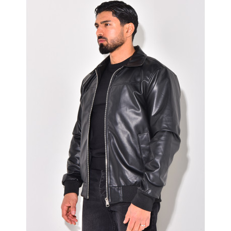 Veste en similicuir uni