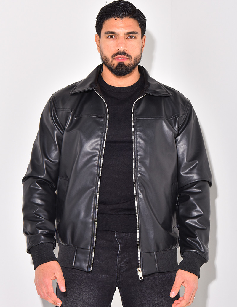 Veste en similicuir uni