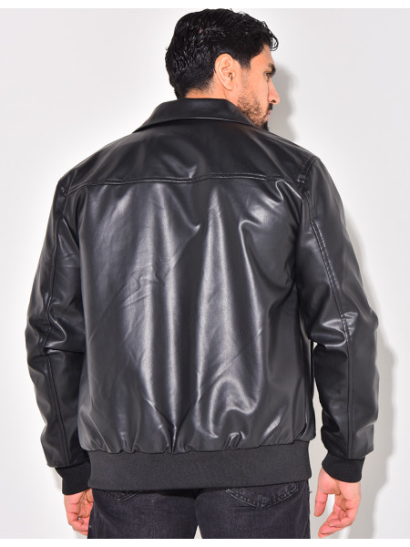 Veste en similicuir uni