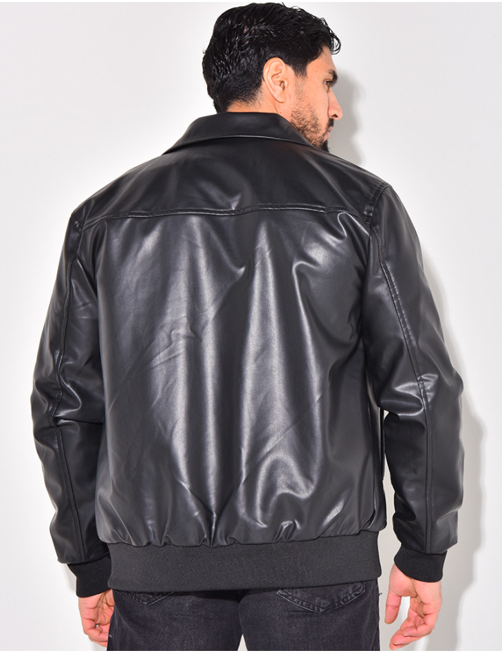 Veste en similicuir uni