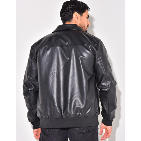 Veste en similicuir uni