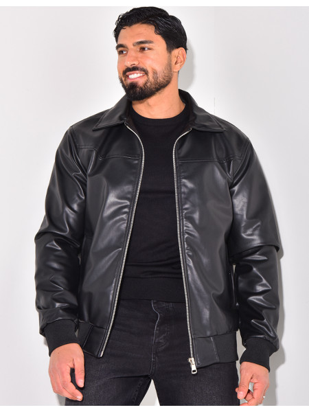 Veste en similicuir uni