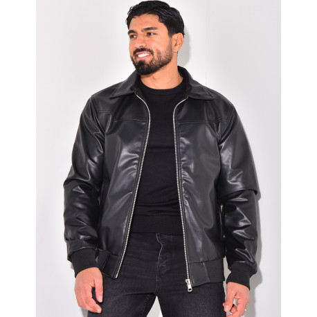 Veste en similicuir uni