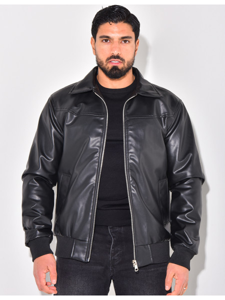 Veste en similicuir uni