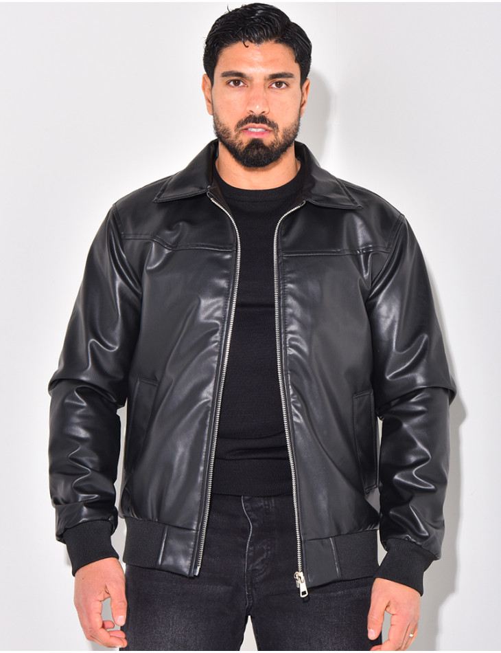 Veste en similicuir uni