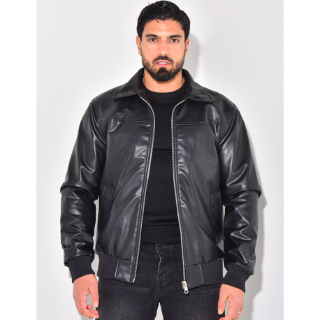 Veste en similicuir uni
