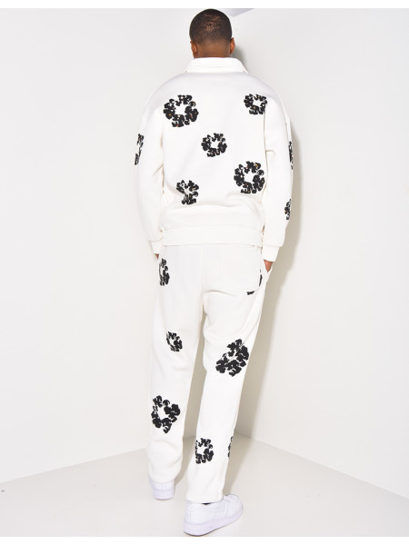 Ensemble jogging et sweat à zip motifs fleurs
