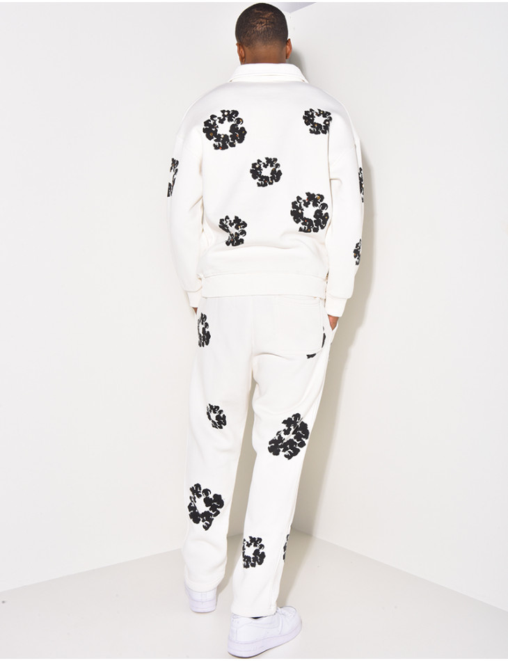 Ensemble jogging et sweat à zip motifs fleurs