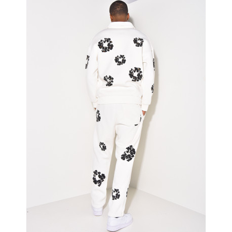 Ensemble jogging et sweat à zip motifs fleurs