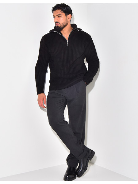 Pull en laine à col zip