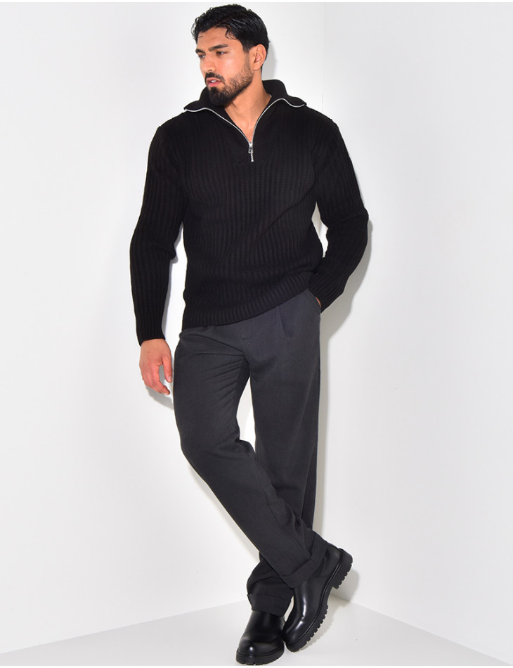 Pull en laine à col zip