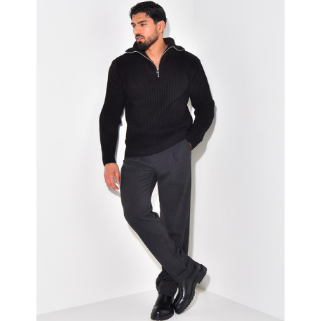 Pull en laine à col zip