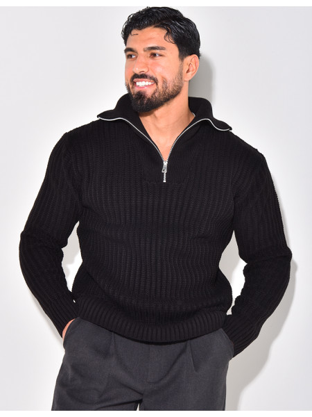Pull en laine à col zip