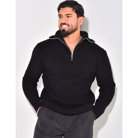 Pull en laine à col zip
