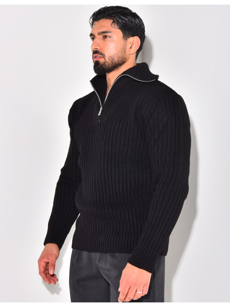 Pull en laine à col zip