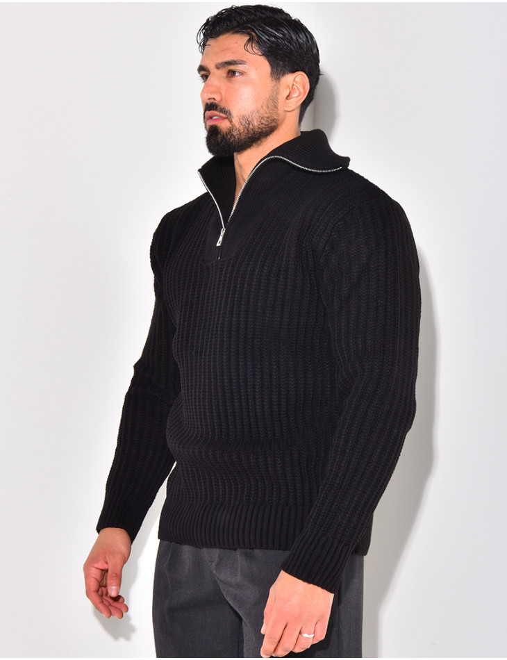 Pull en laine à col zip