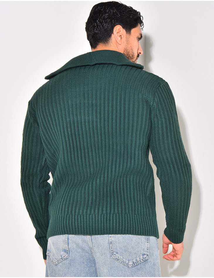 Pull en laine à col zip