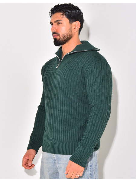 Pull en laine à col zip