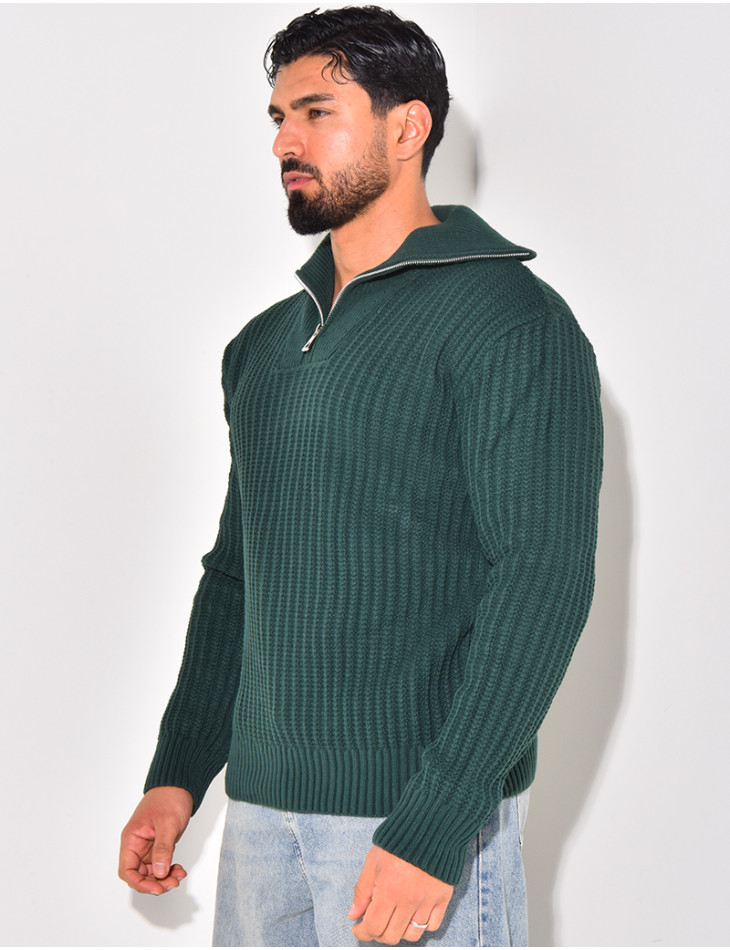 Pull en laine à col zip